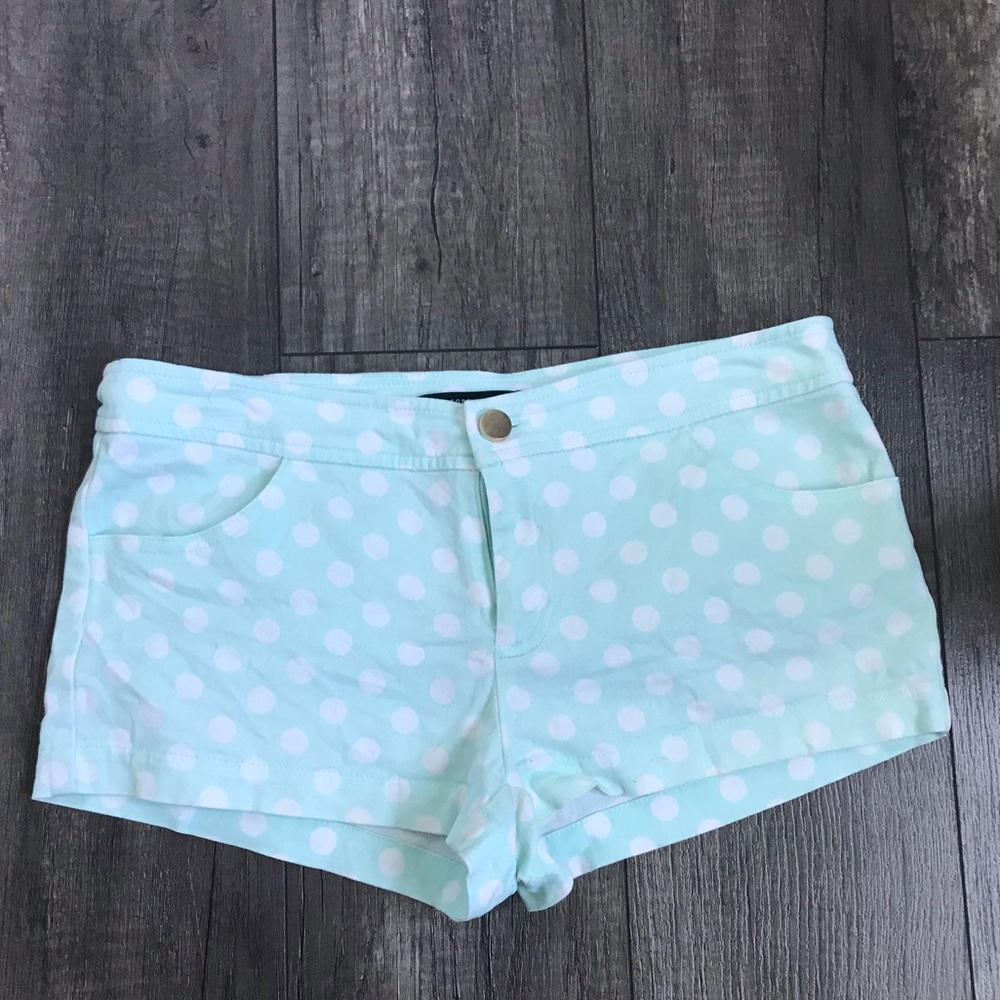 baby blue polka dot shorts
